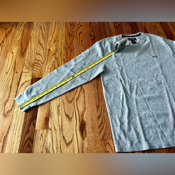 Polo Ralph Lauren Logo Thermal Waffle Knit Long Sleeve Shirt - Large - Gray - Picture 6 of 9
